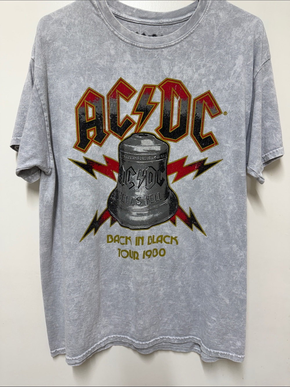 AC/DC Grey Tee with Red & Gold Graphic